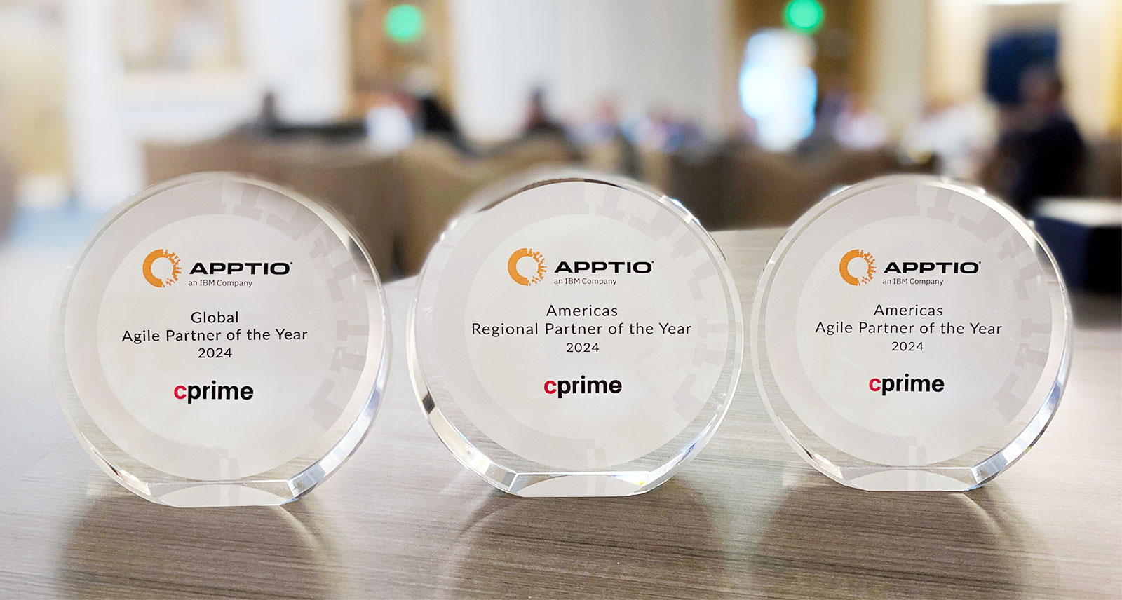 An image of Cprime's three Apptio awards secured at the 2024 TBM Partner Awards